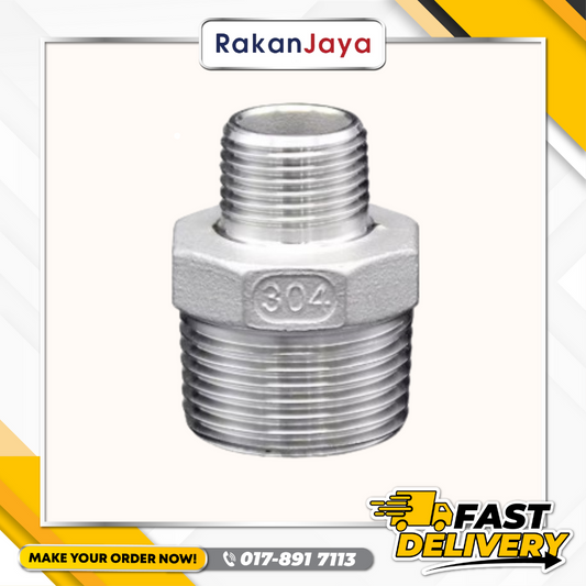SS304 (STAINLESS STEEL) BSPT FITTING REDUCING NIPPLE