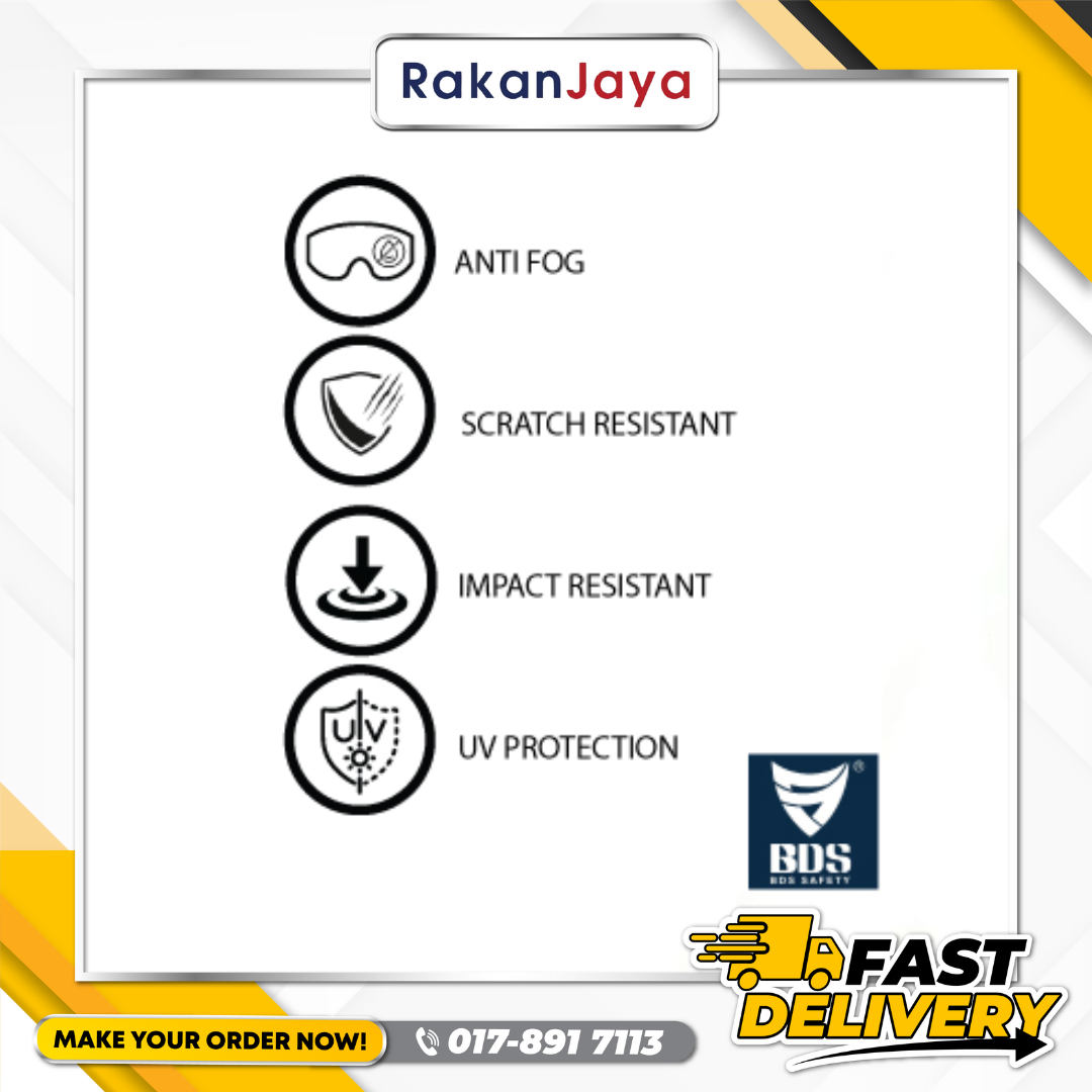 BDS ECONOMICAL ANTI FOG IMPACT RESISTANT GLASSES (SG-71006)