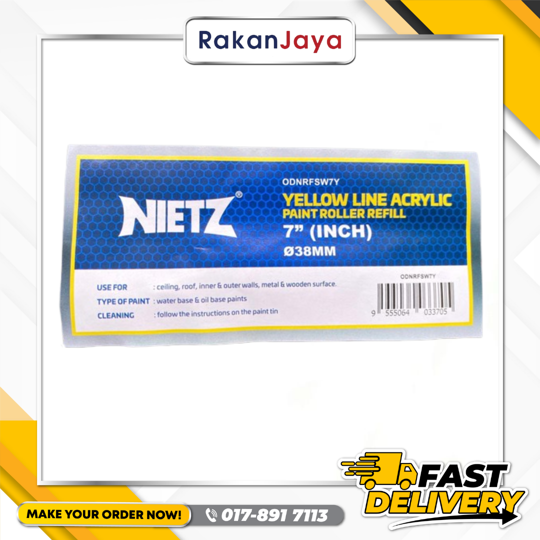 NIETZ YELLOW LINE ACRYLIC PAINT ROLLER REFILL 7"