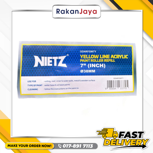 NIETZ YELLOW LINE ACRYLIC PAINT ROLLER REFILL 7"