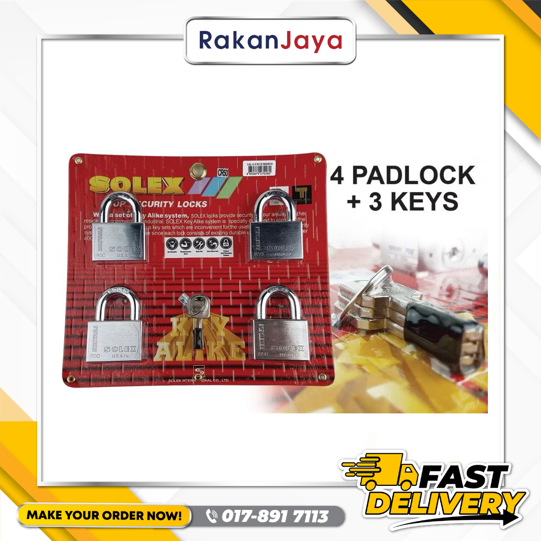 SOLEX KEY ALIKE SYSTEM PADLOCK 50MM