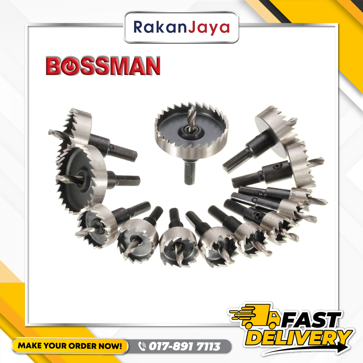BOSSMAN C-CLASS HIGH SPEED STEEL (HSS) HOLE SAW + ARBOR