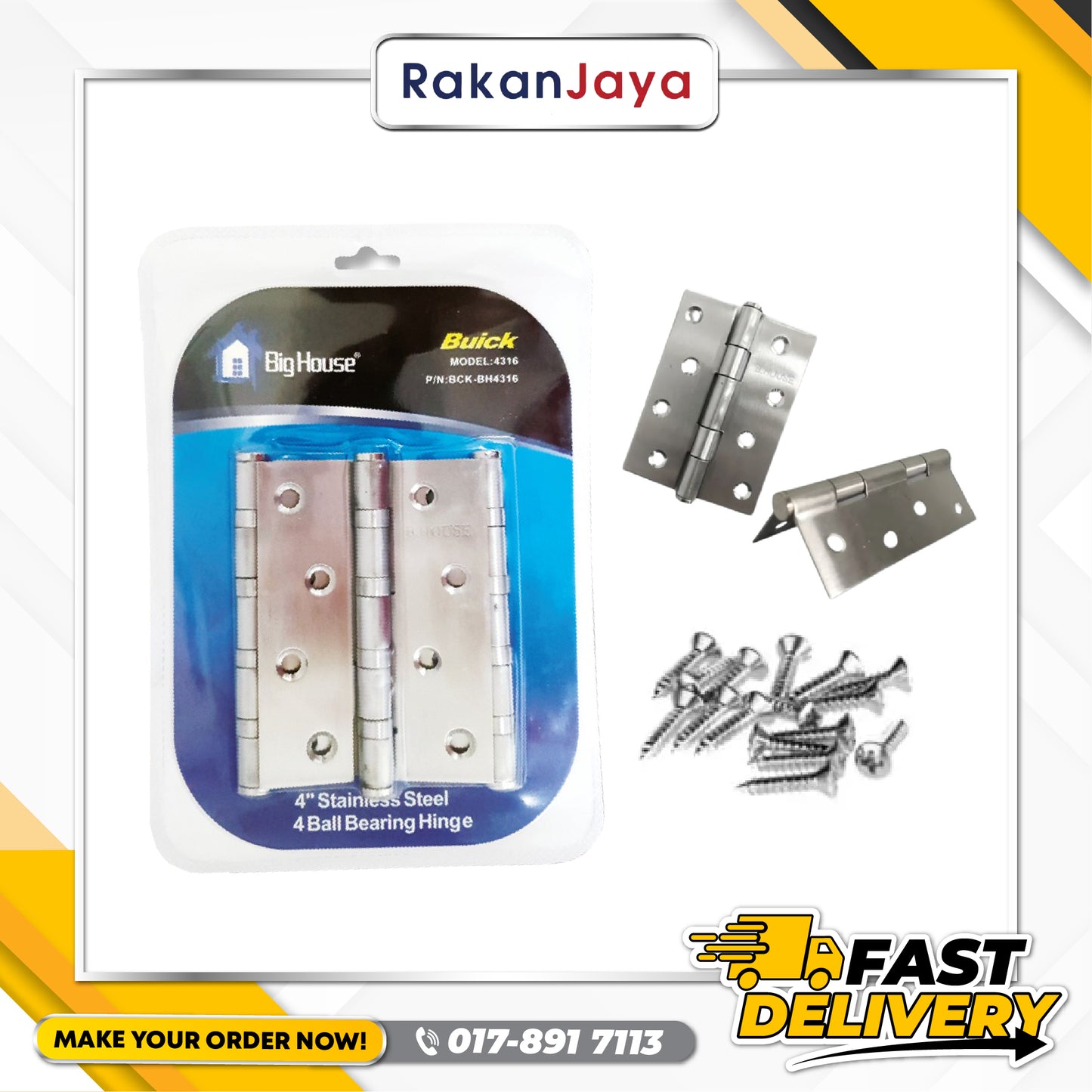 BUICK (BIG HOUSE) STAINLESS STEEL HINGES (3 PCS)