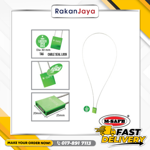 M-SAFE ALUMINIUM ALLOY STEEL CABLE SEAL LOCK -GREEN (OPEN)