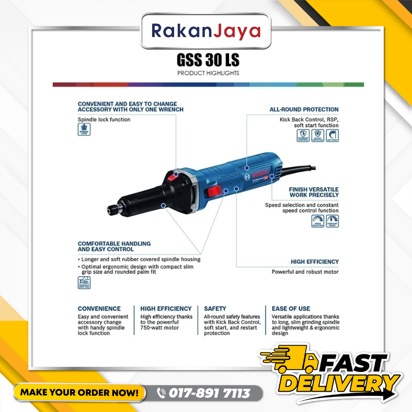 BOSCH STRAIGHT GRINDER 750W (GGS 30LS)