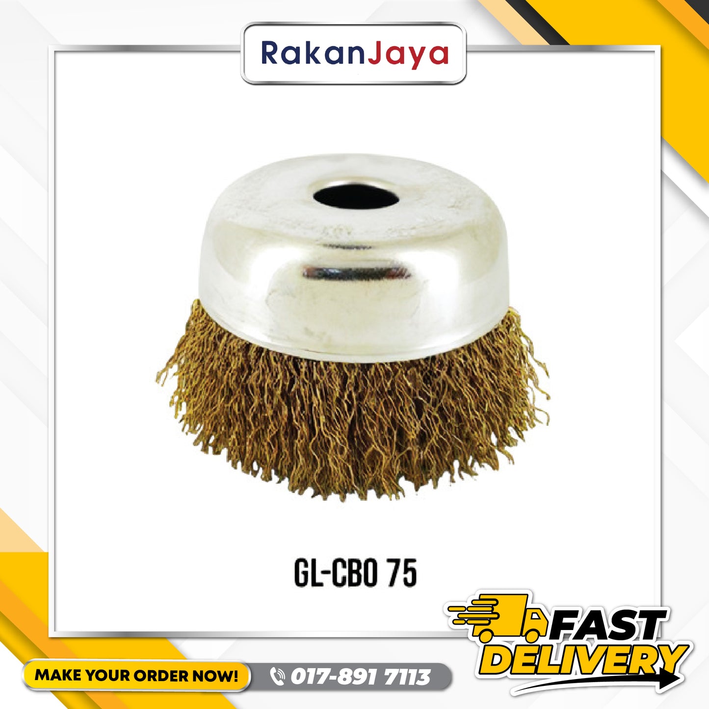 GLITZ HEAVY DUTY BRASS COATED CUP BRUSH