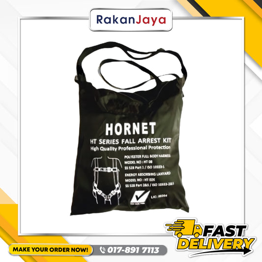 HORNET SAFETY FULL BODY HARNESS FALL PROTECTION WITH POLYAMIDE LANYARD LARGE HOOK & ABSORBER (MODEL : HT08 & HT02K)