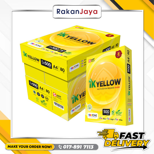 IK YELLOW A4 COPIER PAPER 1 REAM (80 GSM) 500 SHEETS - KERTAS A4 OFFICE PAPER