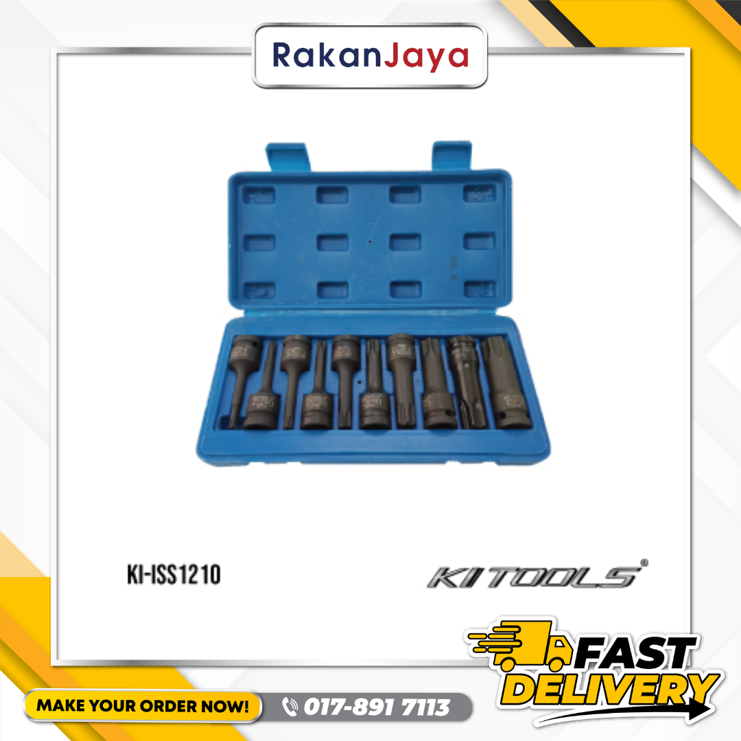 KI TOOLS 1/2” DR. IMPACT SOCKET SET INTERNAL TORX – 10 PCS T30-T100