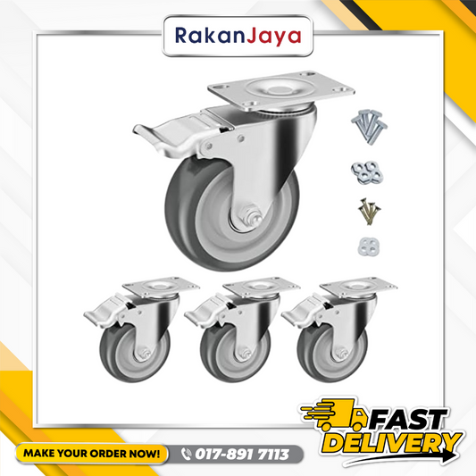 BANGFA ROLLER HEAVY DUTY D.BRAKE TOP PLATE CASTOR C/W NYLON WHEEL