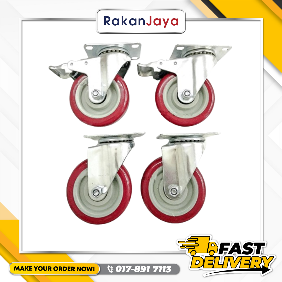 BANGFA ROLLER HEAVY DUTY D.BRAKE TOP PLATE CASTOR C/W NYLON WHEEL