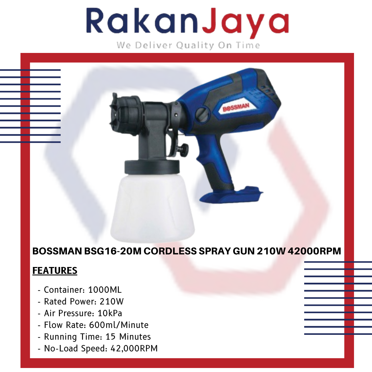 BOSSMAN BSG16-20M CORDLESS SPRAY GUN 210W 42000RPM