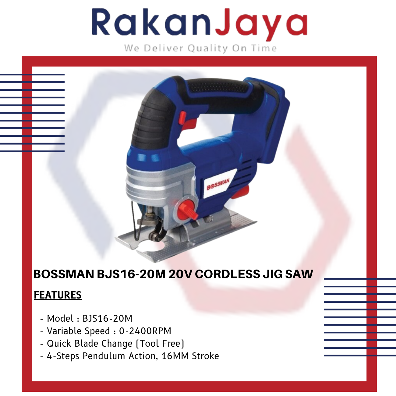 BOSSMAN BJS16-20M 20V CORDLESS JIG SAW