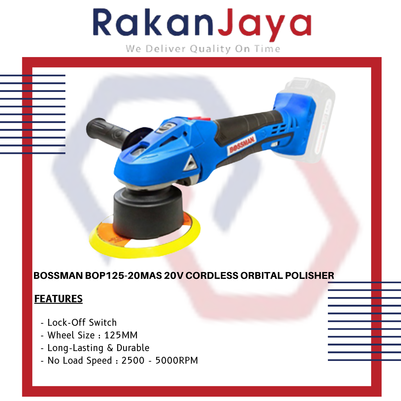 BOSSMAN BOP125-20MAS 20V CORDLESS ORBITAL POLISHER