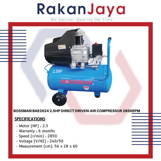 BOSSMAN BAE2024 2.5HP DIRECT DRIVEN-AIR COMPRESSOR 2850RPM