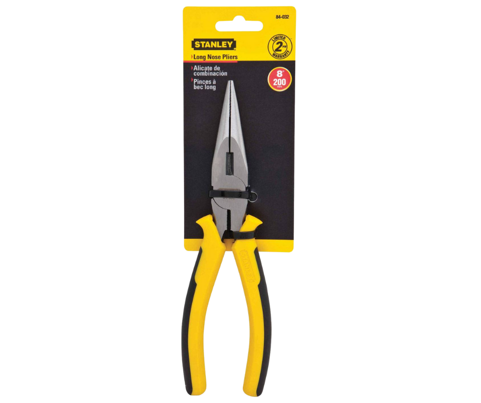 STANLEY LONG NOSE PLIERS CARBON STEEL POLISHED 6" & 8"