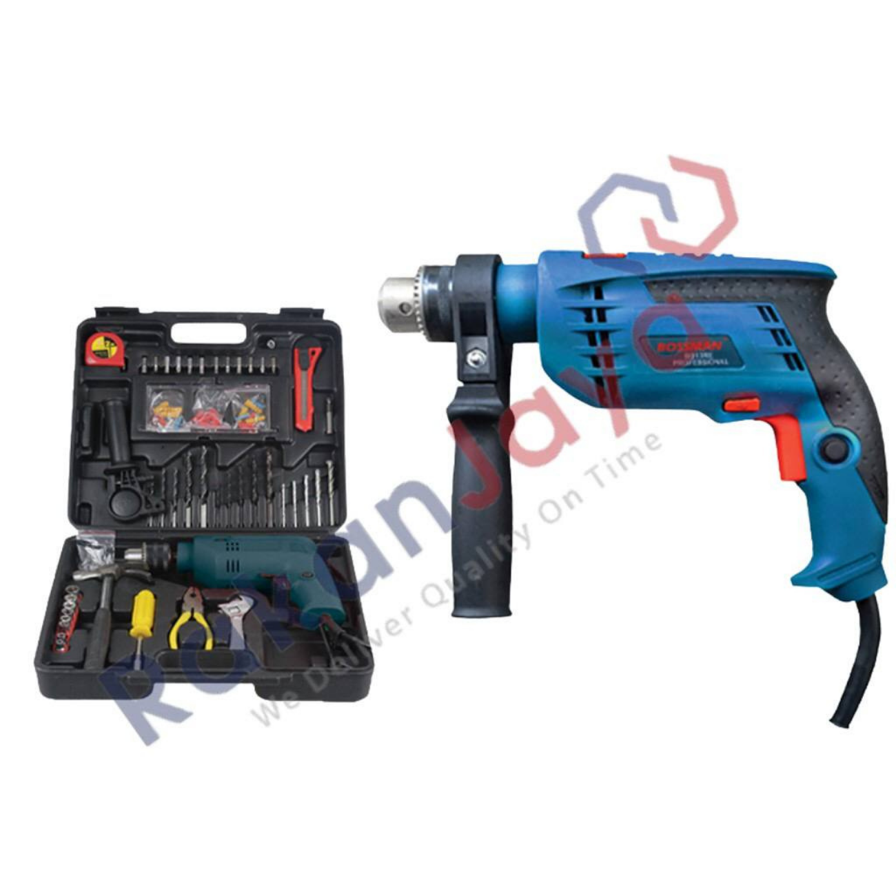 BOSSMAN BID750 13MM IMPACT DRILL WITH TOOL KIT