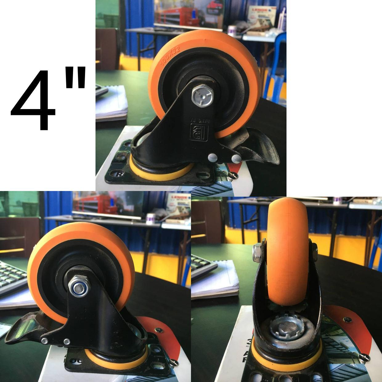 BANGFA MEDIUM DUTY TOP BRAKE TOP PLATE CASTOR C/W PU WHEEL