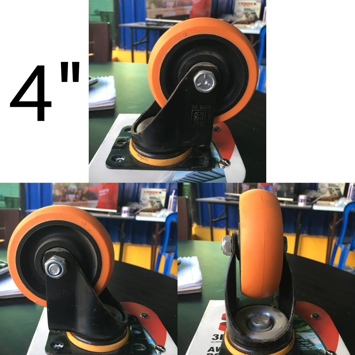 BANGFA MEDIUM DUTY SWIVEL TOP PLATE CASTOR C/W PU WHEEL