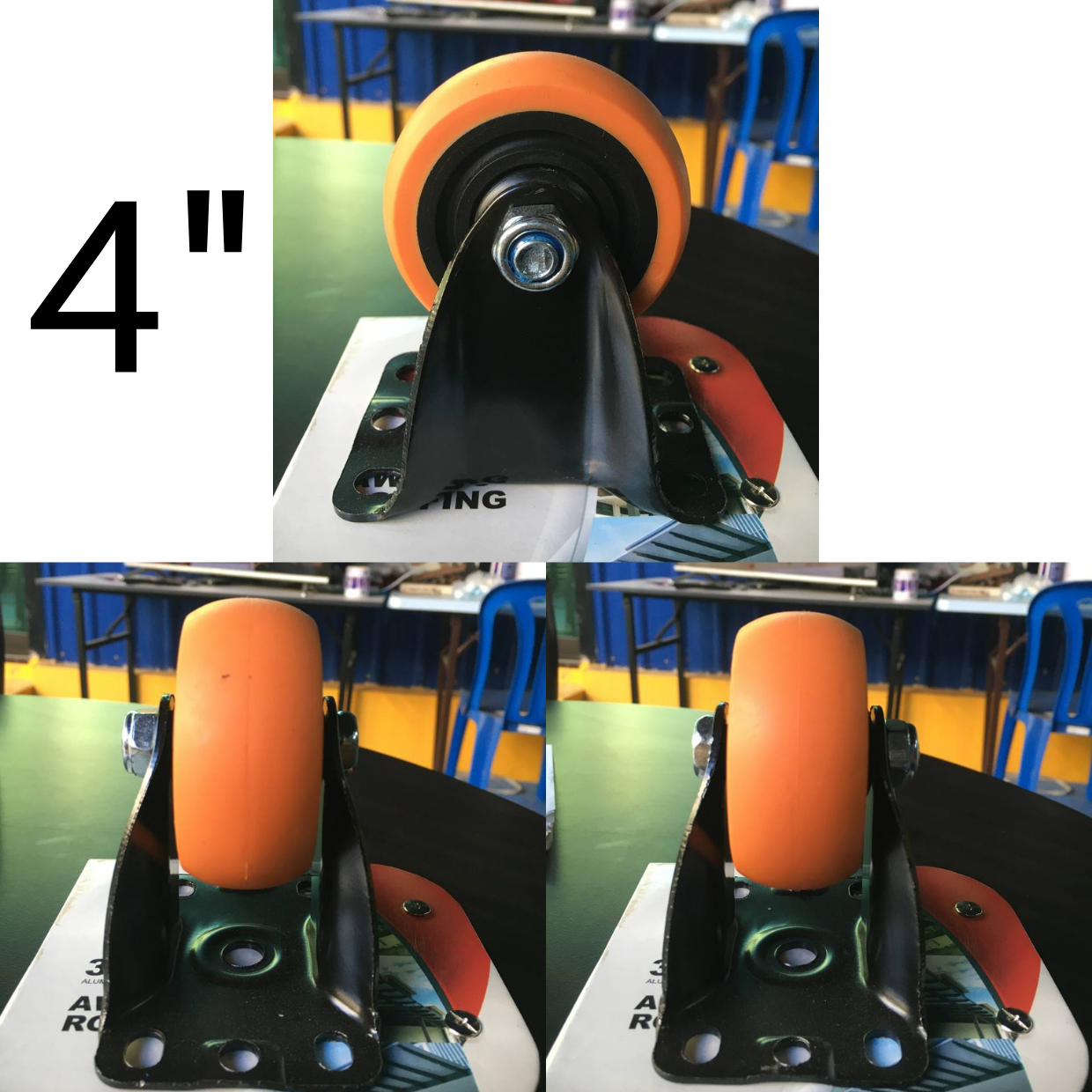 BANGFA MEDIUM DUTY RIGID TOP PLATE CASTOR C/W PU WHEEL