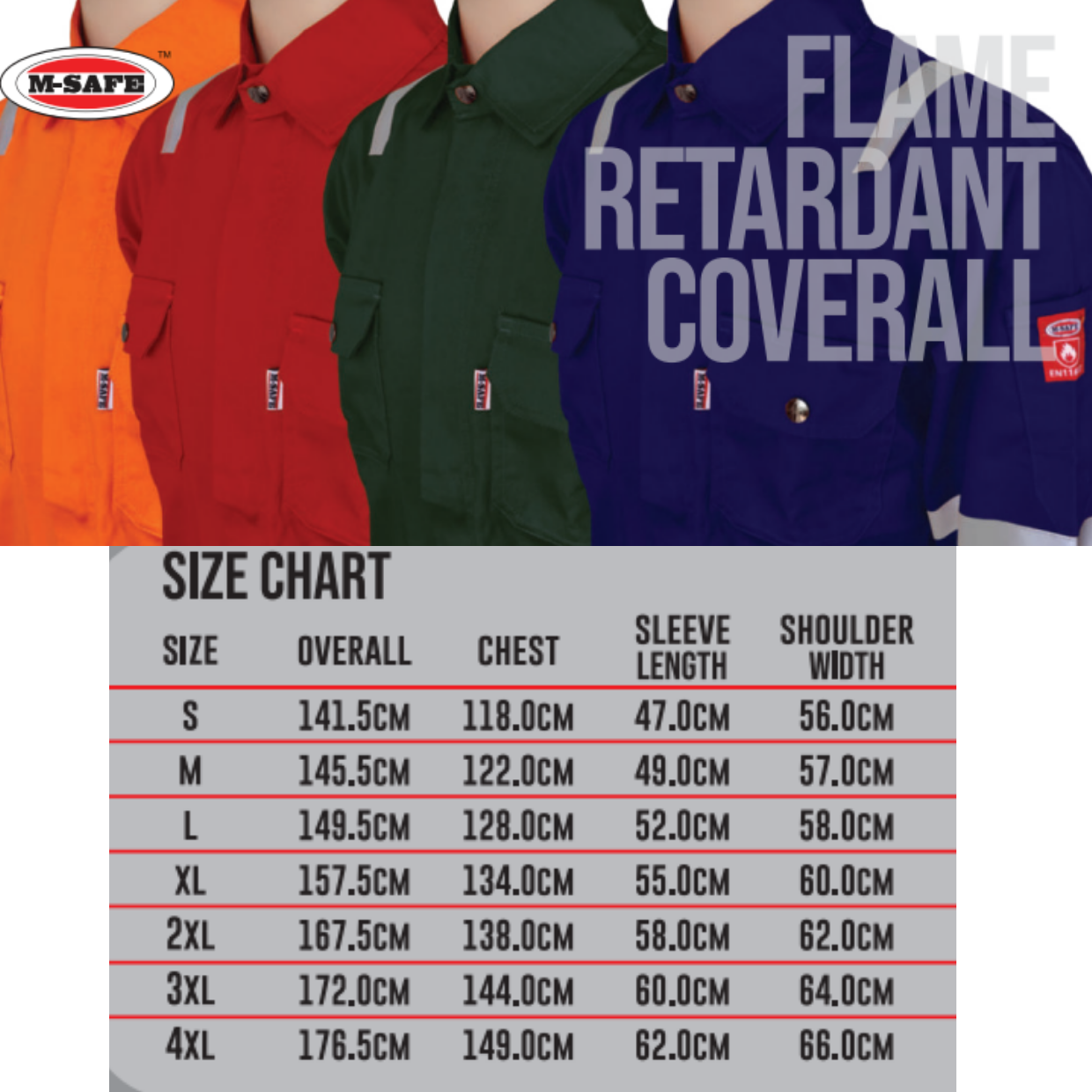 M-SAFE 100% COTTON FIRE RETARDANT COVERALL WITH 3M SCOTCHLITE REFLECTOR