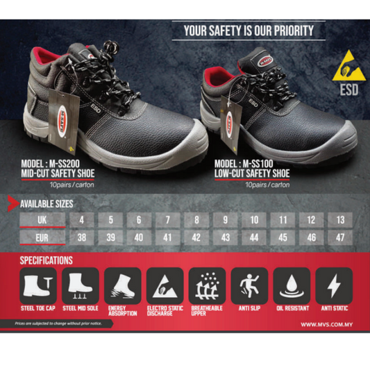 M-SAFE LEATHER SAFETY SHOES WITH ESD