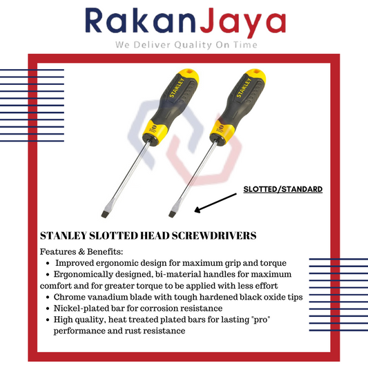 STANLEY SLOTTED HEAD SCREWDRIVERS