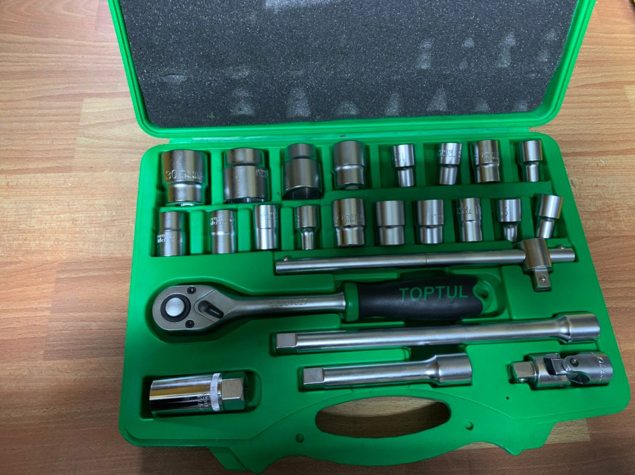 TOPTUL 24PCS PROFESSIONAL GRADE 1/2" DR. FLANK SOCKET SET
