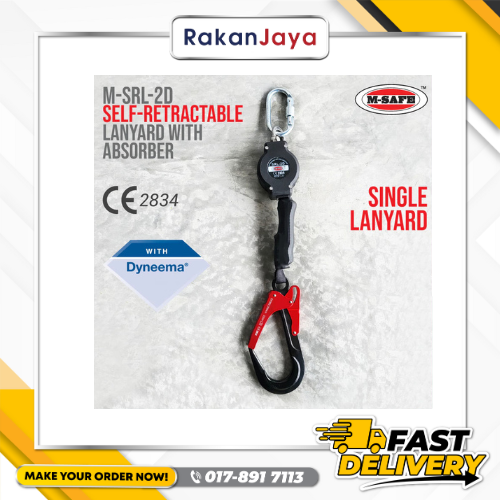 M-SAFE SELF RETRACTABLE LANYARD WITH ABSORBER  (MODEL:  M-SRL-2D)