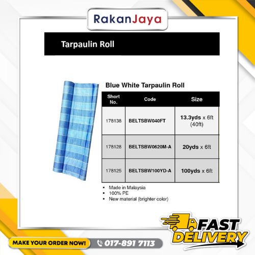 CANVAS ROLL PE TARPAULIN (BLUE WHITE) / KANVAS (WARNA BIRU PUTIH)