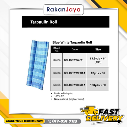 CANVAS ROLL PE TARPAULIN (BLUE WHITE) / KANVAS (WARNA BIRU PUTIH)
