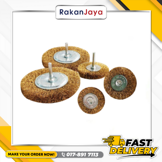 GLITZ BRASS COATED WHEEL BRUSH WITH SHANK 6MM 0.3 WIRE