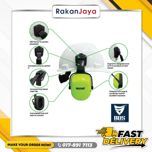 BDS UNIVERSAL SAFETY HELMET ATTACHED EARMUFF