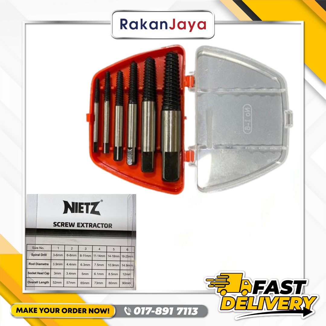 NIETZ 6PCS SCREW EXTRACTOR SET