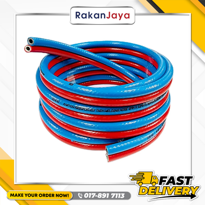 1/4" (6MM) x 100METER TWIN WELDING HOSE (BLUE/RED)