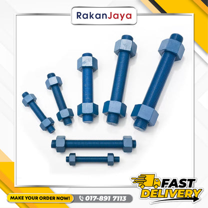 B7 STUD BOLT C/W 2 HEX NUT (FCC + ZN)
