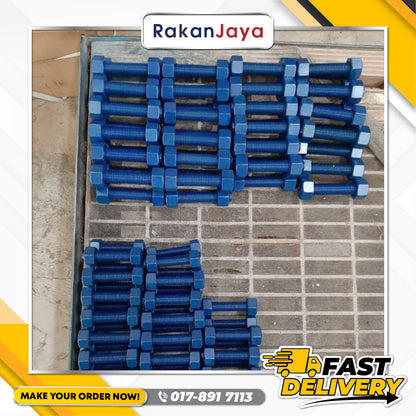 B7 STUD BOLT C/W 2 HEX NUT (FCC + ZN)