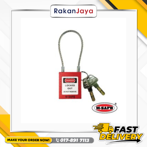 M-SAFE SAFETY PADLOCK STAINLESS STEEL 3.5MM WIRE ROPE