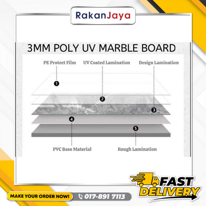 POLY UV MARBLE BOARD (3MM X 4FT)