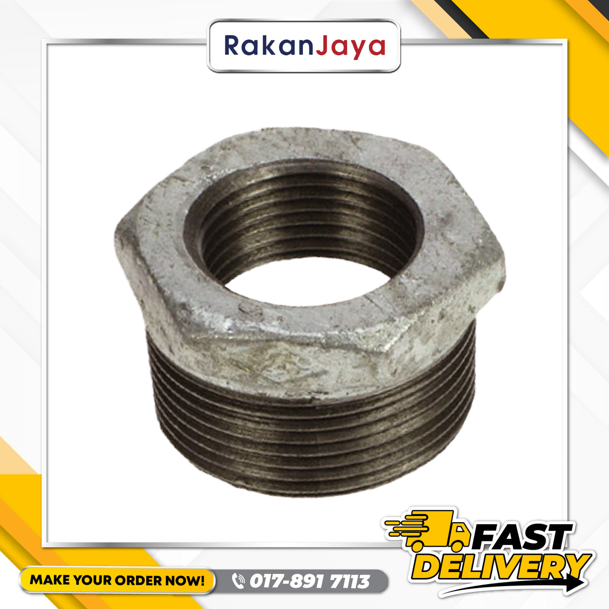 GI (GALVANISED IRON) BSPT FITTING REDUCING BUSH – Rakan Jaya Hardware
