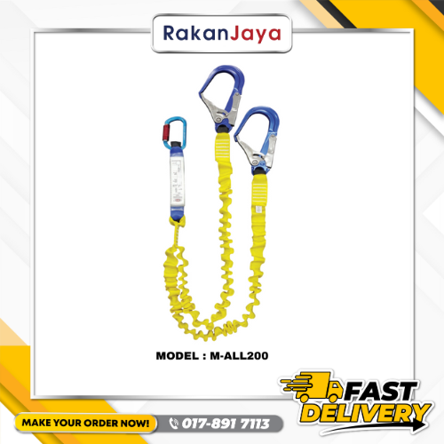 M-SAFE ALUMINIUM HOOK+DOUBLE LANYARD +ABSORBER SET