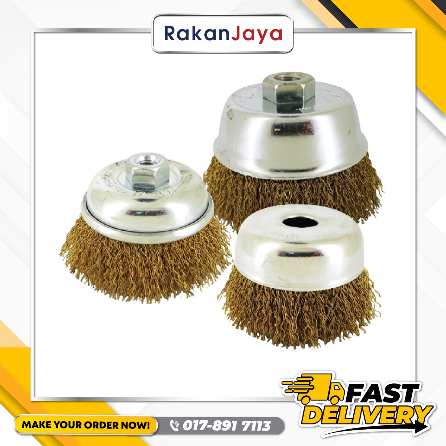 GLITZ HEAVY DUTY BRASS COATED CUP BRUSH