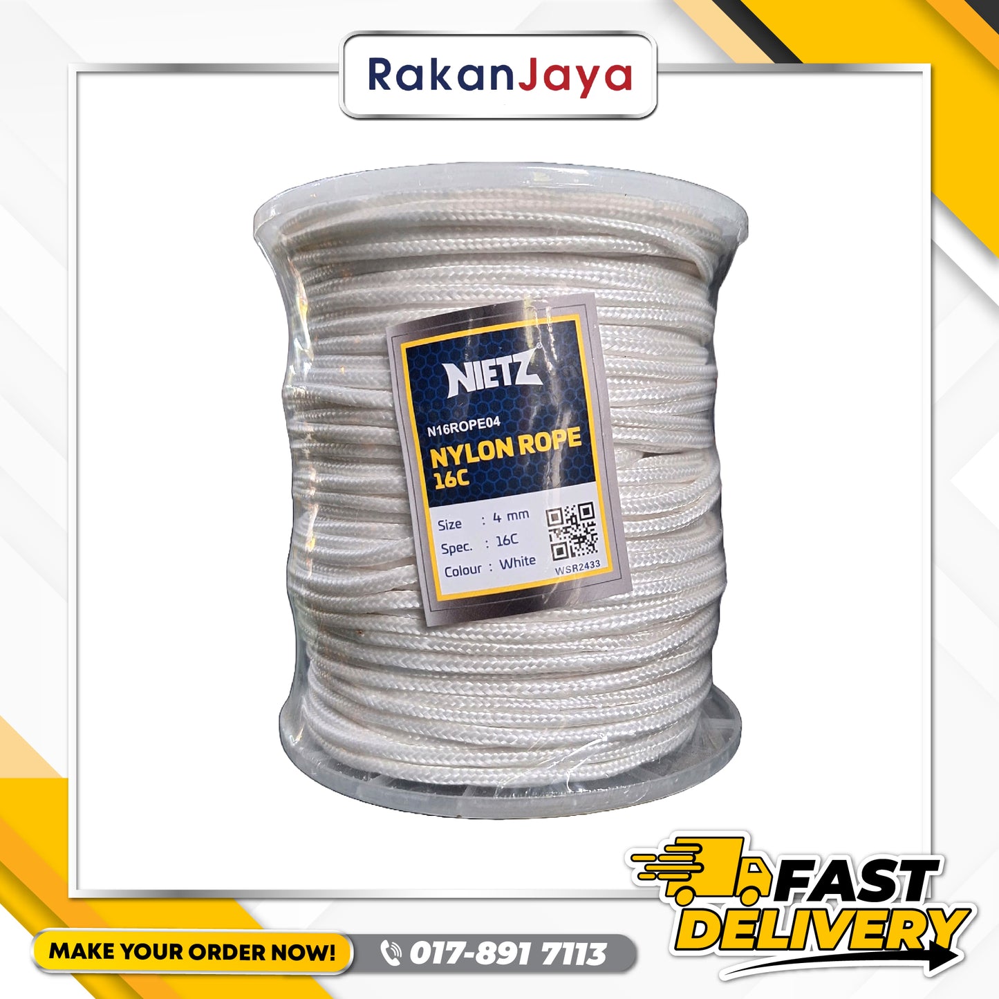 NIETZ 16C WHITE NYLON ROPE