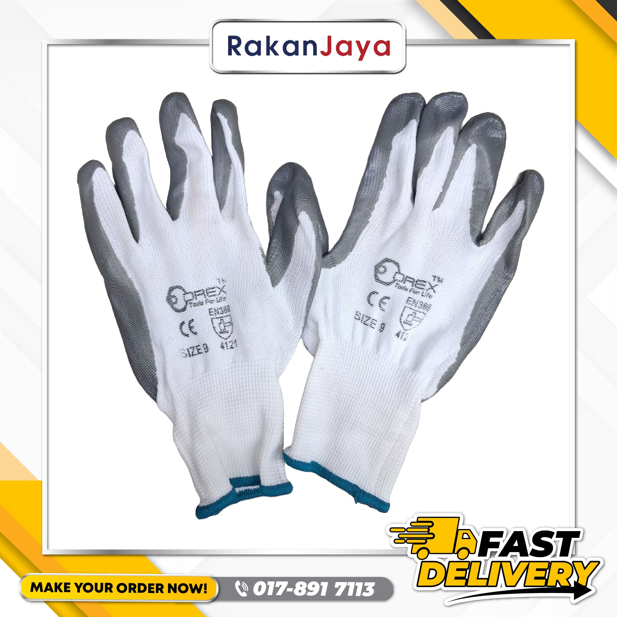 OREX SAFETY GLOVE WITH WHITE POLYESTER – Rakan Jaya Hardware