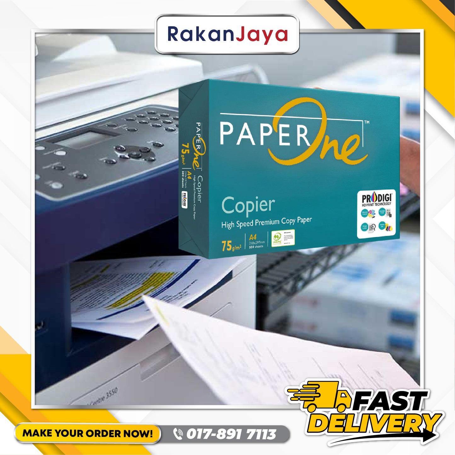 PAPERONE A4 COPIER PAPER (75 GSM) 500 SHEET - KERTAS A4 OFFICE PAPER