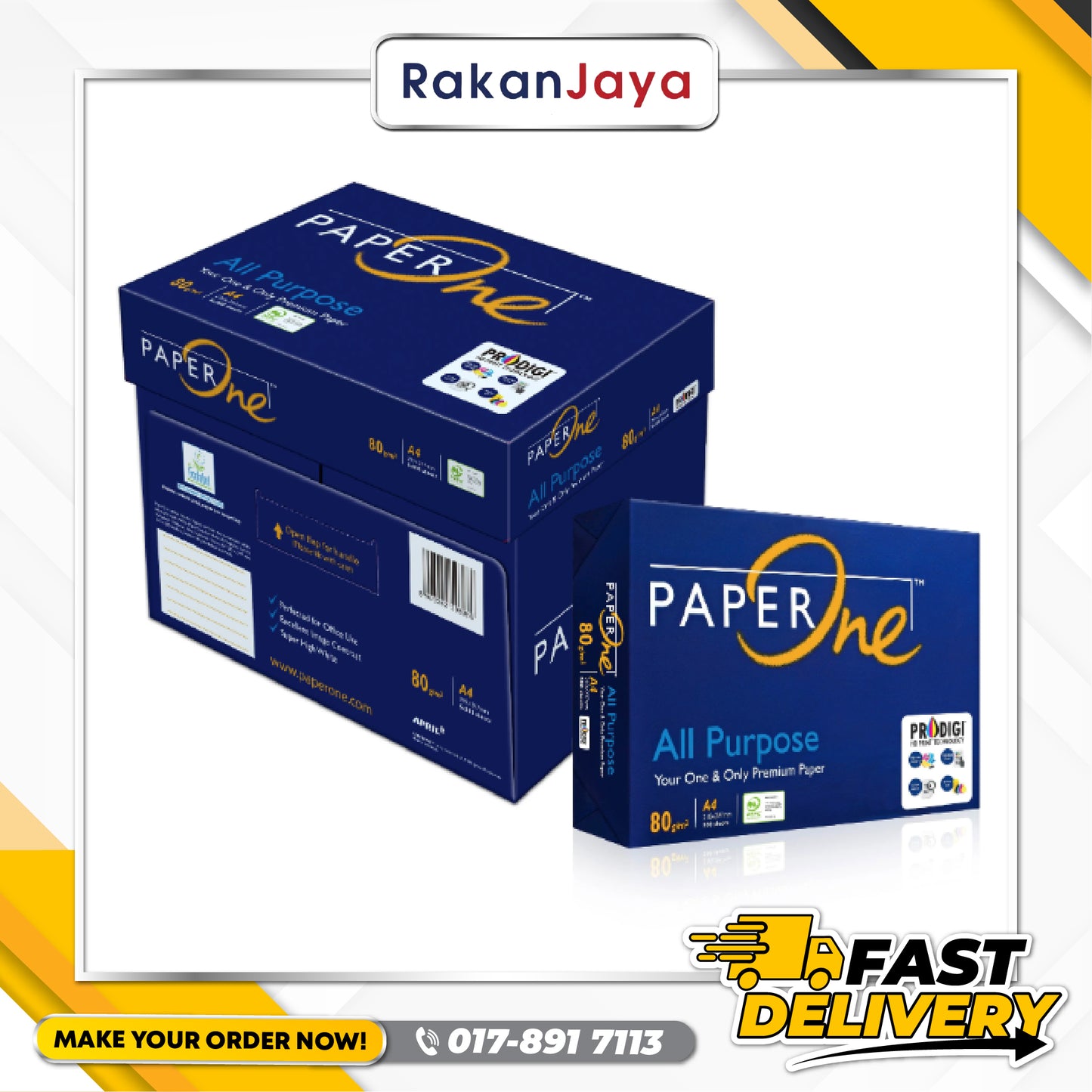 PAPERONE A4 COPIER PAPER (80 GSM) 500 SHEET - KERTAS A4 OFFICE PAPER