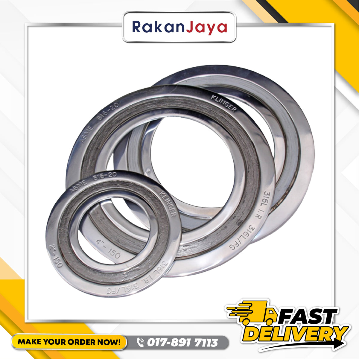 STAINLESS STEEL (SS) SPIRAL WOUND GASKET (SPW) (SSOR) – Rakan Jaya Hardware