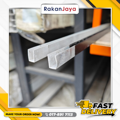 ALUMINIUM U-CHANNEL (3/8" X 5/8" X 6.1 MTR) (ROOFING ACCESSORIES)