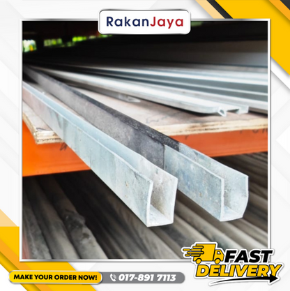 ALUMINIUM U-CHANNEL (3/8" X 5/8" X 6.1 MTR) (ROOFING ACCESSORIES)