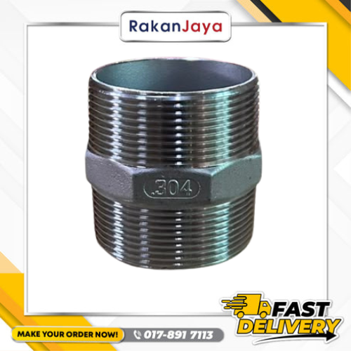 SS304 (STAINLESS STEEL) BSPT FITTING HEX NIPPLE